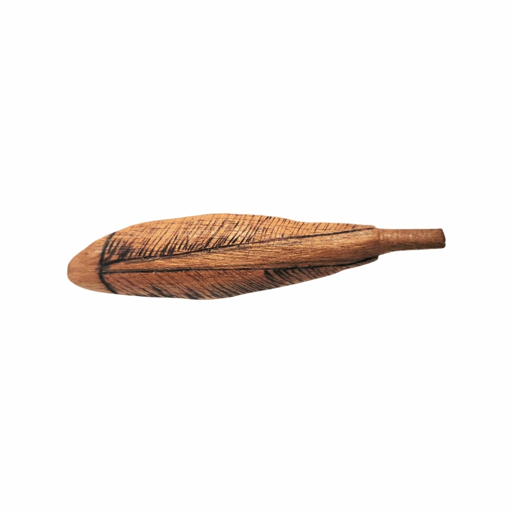 Vintage Native American Hand Carved Feather Signed Brooch Pin